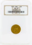 1874 Sweden 10 Kronor Gold Coin NGC MS65
