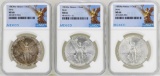 Lot of 1982Mo/1983Mo/1985Mo Mexico Libertad Onza Silver Coins NGC MS66