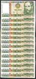 Lot of (14) 1988 Peru Mil Intis Uncirculated Bank Notes