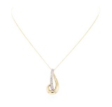 14KT Yellow and White Gold 0.40 ctw Diamond Freeform Pendant with Chain