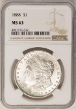 1888 $1 Morgan Silver Dollar Coin NGC MS63