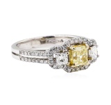 18KT White and Yellow Gold 1.20 ctw Yellow and White Diamond Ring
