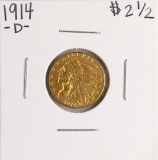 1914-D $2 1/2 Indian Head Quarter Eagle Gold Coin
