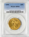 1894 $10 Liberty Head Eagle Gold Coin PCGS MS61