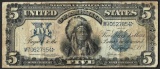 1899 $5 Indian Chief Silver Certificate Note