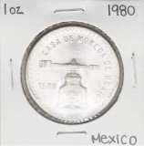 Brilliant Uncirculated 1980 Mexico Una Onza Casas De Moneda Silver Coin