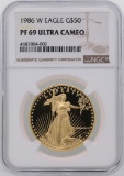 1986-W $50 American Gold Eagle Coin NGC PF69 Ultra Cameo