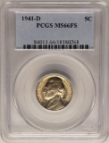1941-D Jefferson Nickel Coin PCGS MS66FS