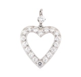 Platinum 1.40 ctw Diamond Heart Pendant