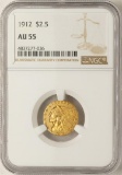 1912 $2 1/2 Indian Head Quarter Eagle Gold Coin AU55