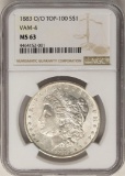 1883-O/O VAM-4 $1 Morgan Silver Dollar Coin NGC MS63 Top 100