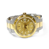 Rolex Mens Datejust II 18KT Yellow Gold & Steel 41mm Champagne Stick Dial Watch