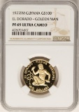 1977FM Guyana $100 Gold Coin El Dorado Golden Man NGC PF69 Ultra Cameo