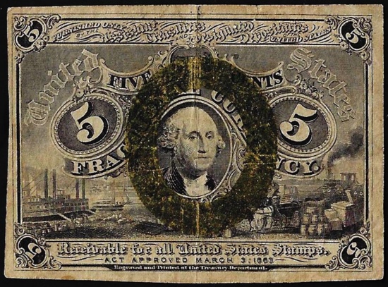 March 3, 1863 Second Issue Five Cents Fractional Currency Note