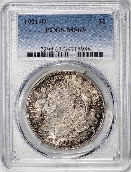 1921-D $1 Morgan Silver Dollar Coin PCGS MS63