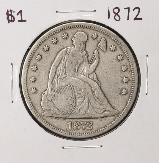 1872 $1 Seated Liberty Silver Dollar Coin | Coins & Currency Coins US ...