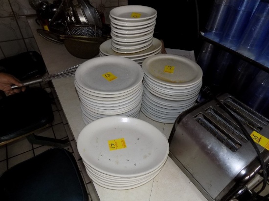 Grp. of White Ceramic Plates- Approx.(45) Large, Approx. (13) Small Oval Si