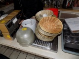 Lg. Grp. of Sand. Baskets - Wicker  Plastic, Clear Lg. Salad Bowl, SS Tray,