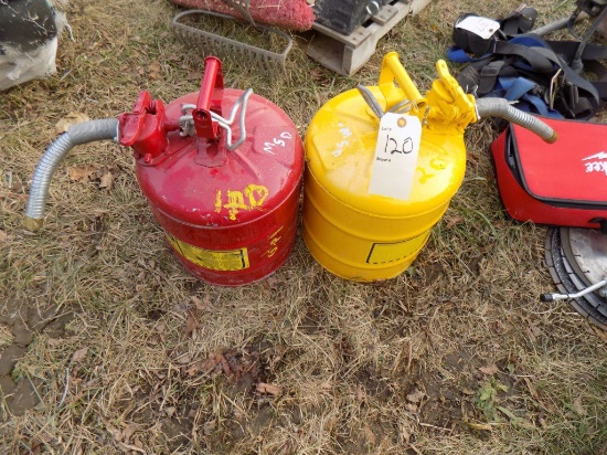 (2) Safety Fuel Cans, Red & Yellow
