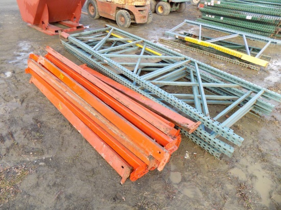 (5) Sections 12' Tall Pallet Rack w/ 20 Cross Pieces for Whole Group
