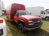 2006 Chevy Silverado Utility Truck, Red, Vin #: 1GBJC34D86E205365 - HAS TIT