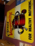 ''Free Vacuuming For Happy Motoring'' Pullman Vac Sign Double Sided Metal S