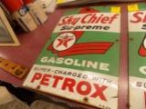 Antique Porcelain Sign Sky Chief Suporeme/Texaco 11'' x 18'' Single Sided R