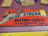 Antique ''Blue Streak Battery Cables'' Sign 13'' x 5 1/2