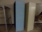 Blue Metal Shelf & Tan 2 Door Cabinet