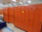 (3) Sections of Orange Lockers  8' Double Sided Section; 16 Lockers, 4' Dou
