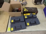 (5) Tool Boxes, 4 Plastic, 1 Metal & Wire Brushes, Files & Misc
