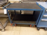 2 Tier Blue Work Table on Casters