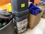 (2) Pallets of Trash & Recycling Cans, 10 Large Garbage Sans
