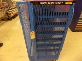 Blue Rolling Caged Tray Cart; Lockable