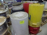 (10) Large Garbage Cans on Pallet w/Some Smaller Cans Inside
