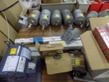 3 Phase  5HP Electric Motor w/Electric Machine Parts & Box of Pressure Mete
