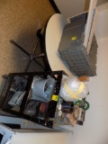 3-Tier Roller Cart w/Round Table and Bin Full of Office Supplies