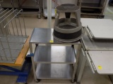 3 Tiers Stainless Steel Rolling Cart and Plastic Stool
