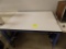 Blue & White 4' Work Table w/Manual Crank Adjustable Height