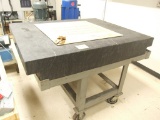 5' x 4' Black Granite Surface Plate with 2 Ledges on a Roller Cart and 32''