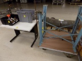 (2) 3' Benches with Bins, 1 Has Misc. Contents and An IBM Pallet