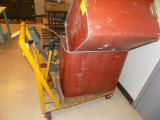 (2) Red Metal Bins & IBM Pallet Jack