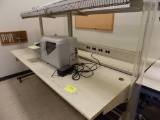 8' Double Sided Work Table w/Overhead Rack & Lighting