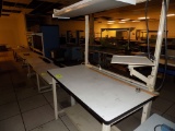 (3) Work Tables (2) ' and' with Power Strips 5' Has Overhead Light and Moni