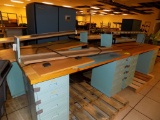 (3) 6' Work Benches Light Blue Drawers with Heavy Wood Tops all Have Ocer H