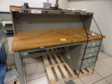 6' Heavy Duty Work Bench with Drawers and Overhead Shelf with Built in Outl