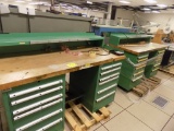 (2) 67'' HD Green and Wood Top Benches (2x Bid Price)