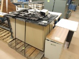 Small Storage Cabinet and 5' Stone Top Lab Bench with Shelf Bracket and Pow