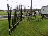 Set of 20' Bifolding Iron Gates with Deer Scene - 2 Pieces