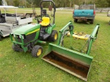 John Deere Compact, 4WD, Hydro, 540 PTO, 3PT, 875 Hours, 54'' Deckm 210 Loa